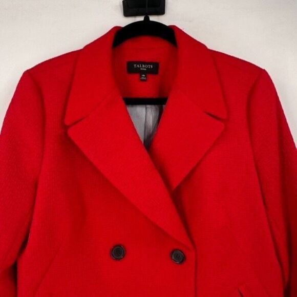 Talbots Women's Petite Notch Lapel Double Breasted Red Blazer Jacket Size 14P‎ - Picture 4 of 11